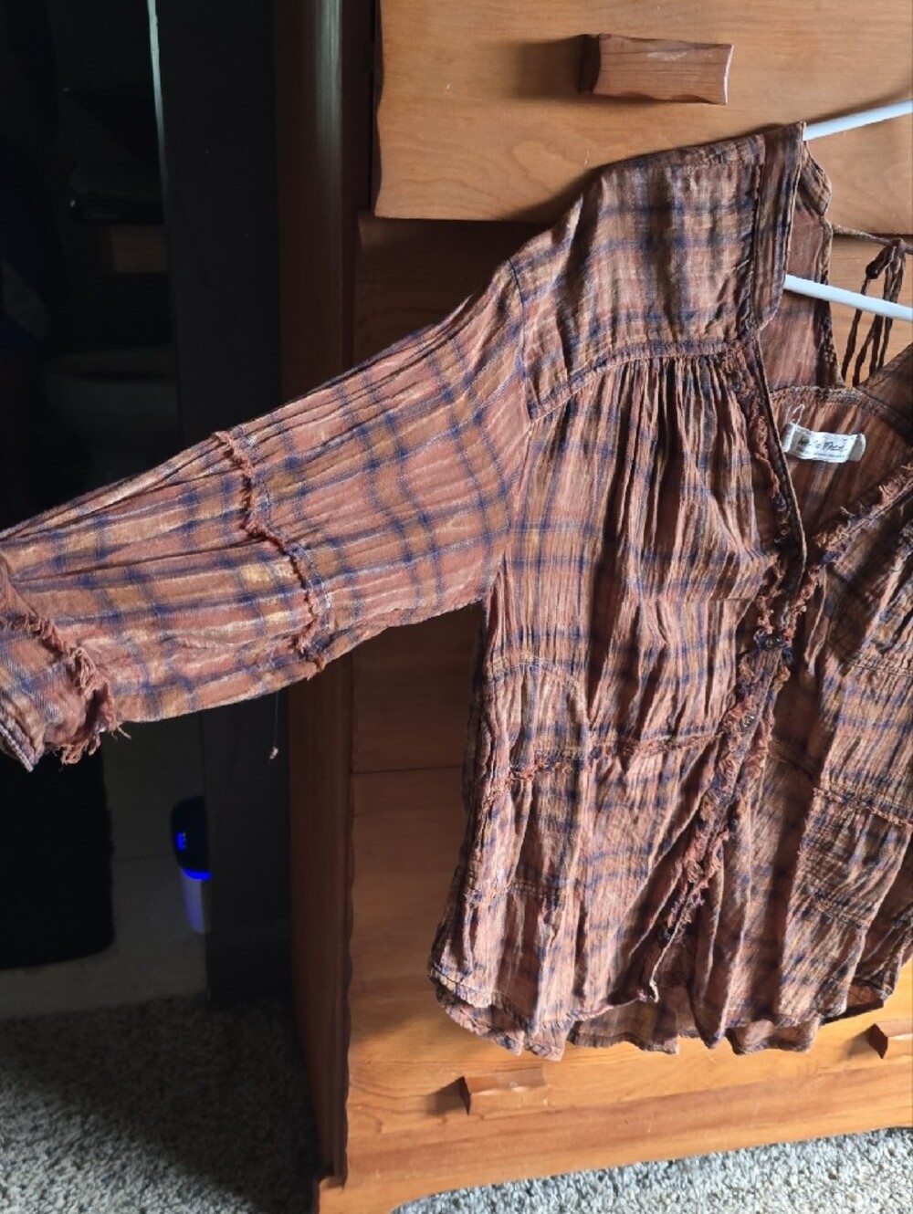 We The Free Rust Brown Plaid Button-Front Tunic - Picture 3 of 10